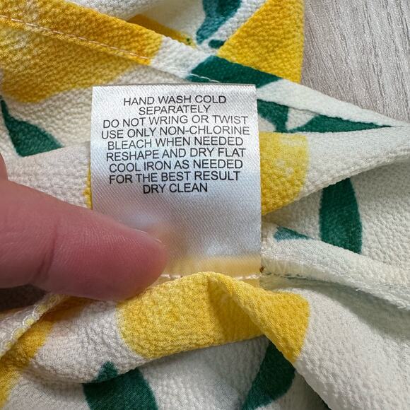 Pink Rose Lemon Print Spaghetti Straps Square Neck Top WMNS L Sleeveless Keyhole - Picture 6 of 6